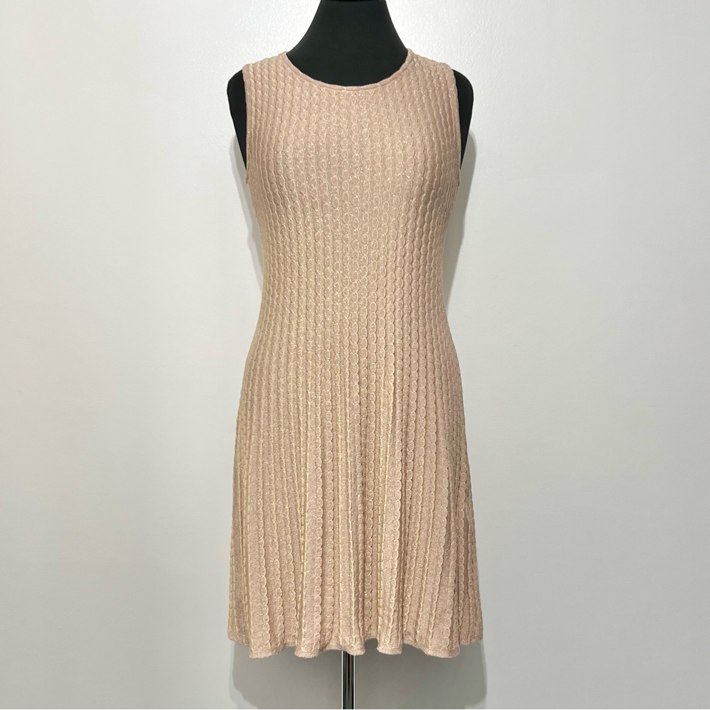 Missoni Metallic Blush/Gold Scallop Knit Fit & Flare Dress